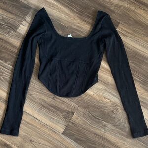 Victoria's Secret Black Ribbed Long Sleeve Top